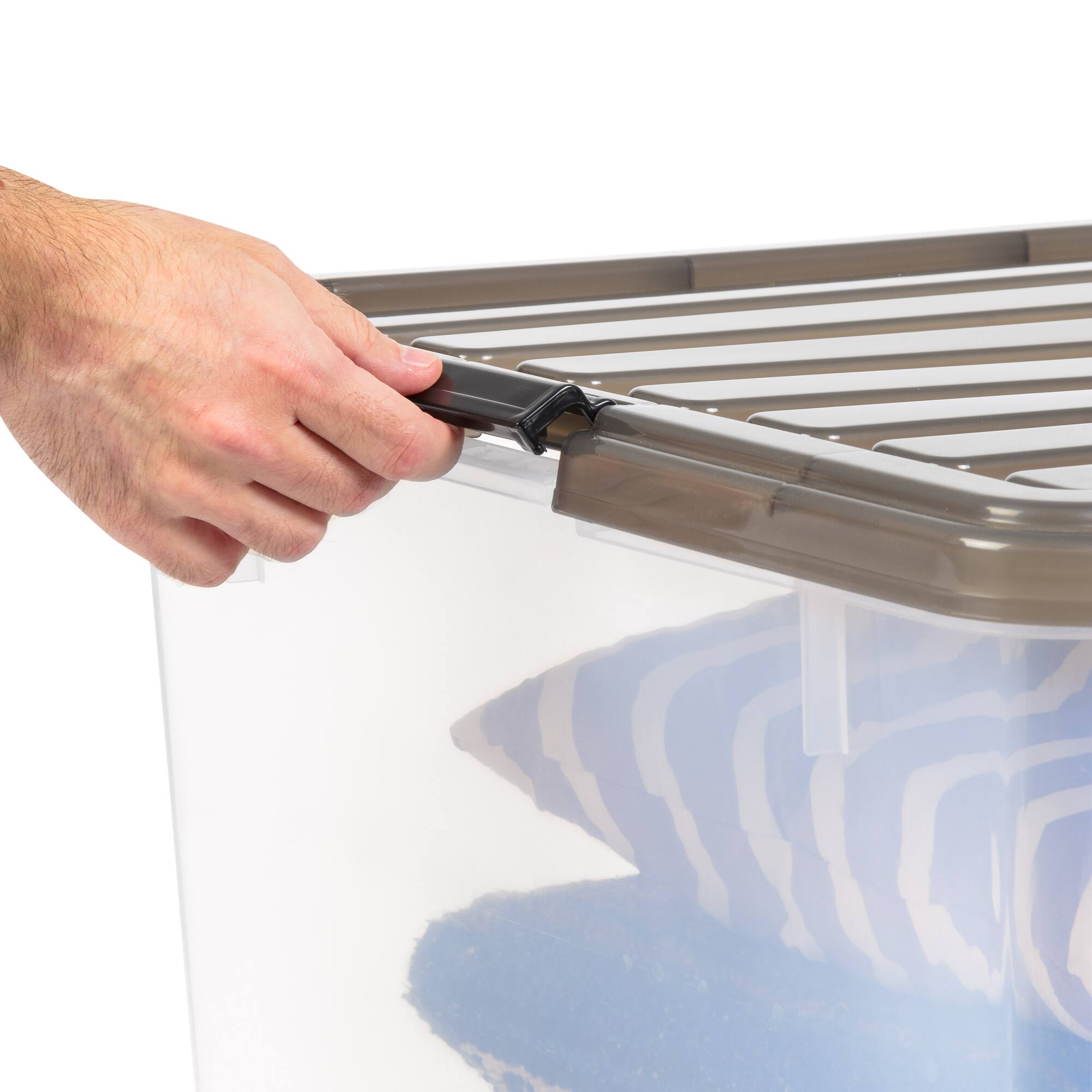 Iris® 144qt. Clear View Plastic Storage Bins with Gray Latching Buckle Lids, 3ct.